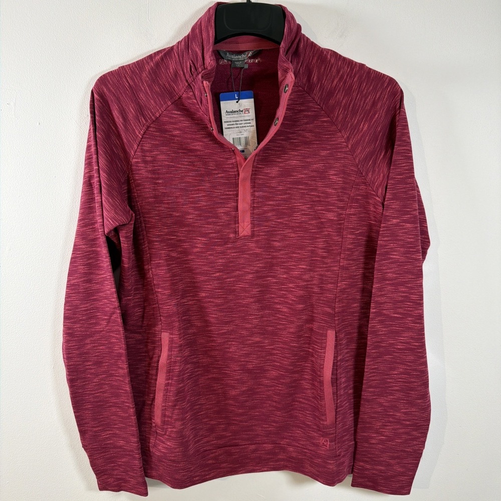 Avalanche 1/4 Snap Sweatshirt Pullover Athletic Top Thumb Holes Large NWT Pink